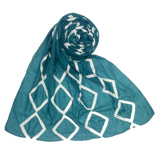 Designer zic zac grid Hijab- Sea Green